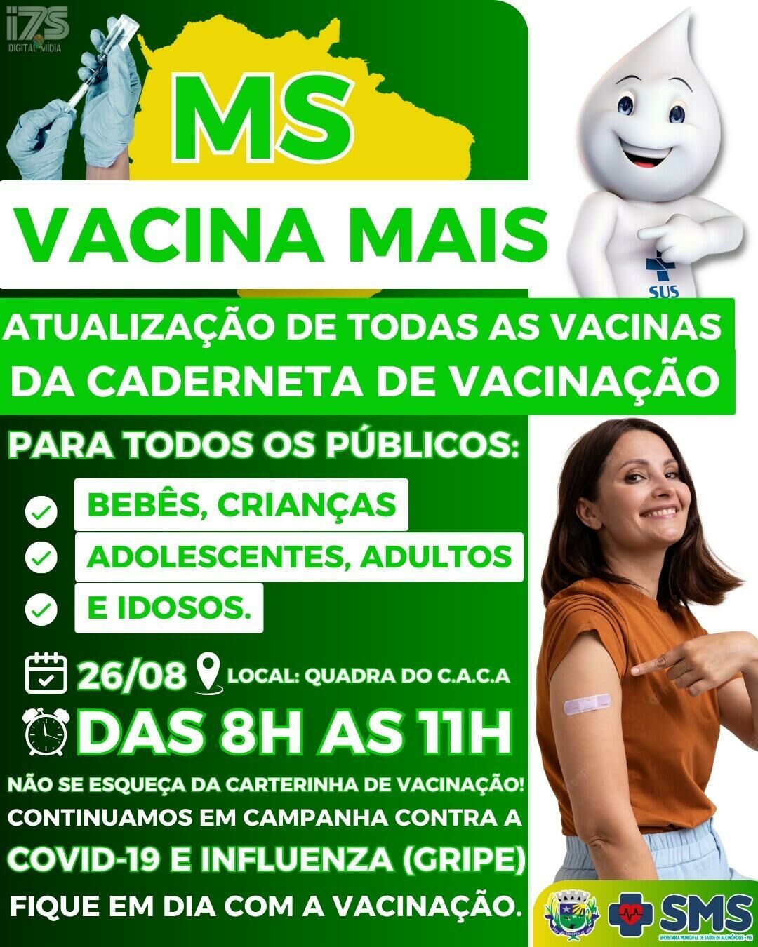 Imagem de compartilhamento para o artigo Atenção população: amanhã é dia de atualizar a caderneta de vacina em Alcinópolis da MS Todo dia